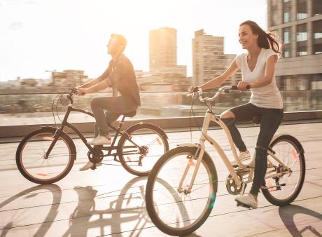 People riding bicycles