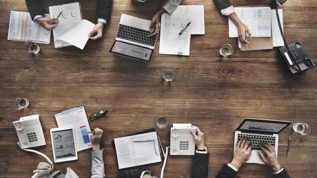 People working around a table