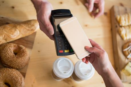 Paying for a coffee with a mobile