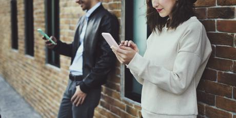 Woman using her mobile phone